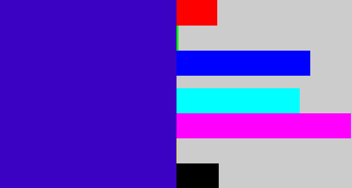 Hex color #3b02c3 - violet blue