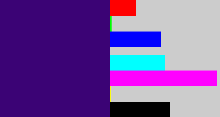 Hex color #3b0375 - indigo