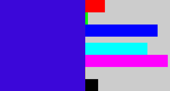 Hex color #3b07d9 - violet blue