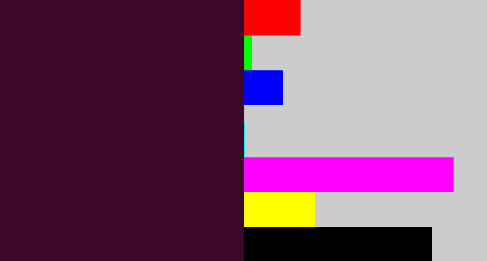 Hex color #3b082a - dark plum