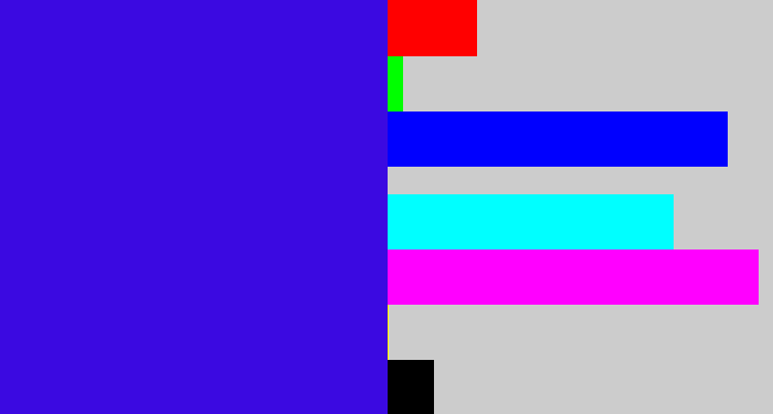 Hex color #3b09e1 - violet blue
