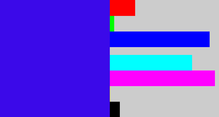 Hex color #3b09e9 - blue/purple