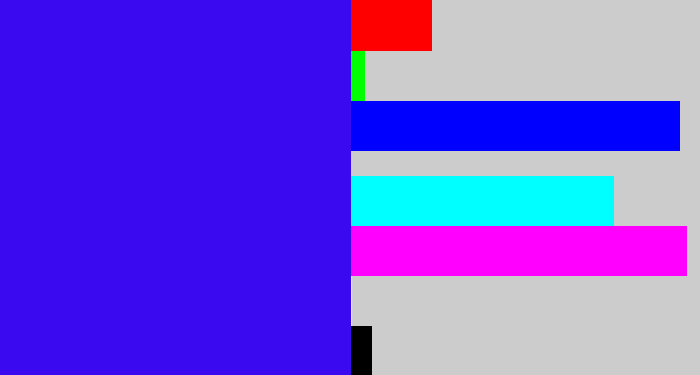 Hex color #3b09ef - blue/purple