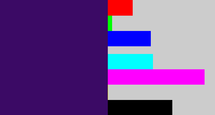 Hex color #3b0a65 - royal purple