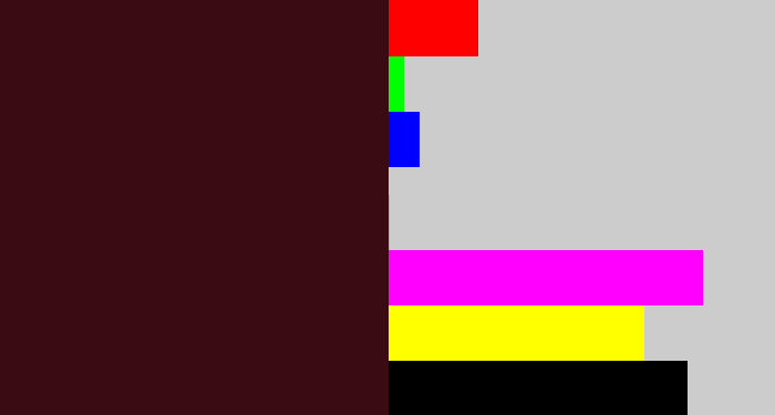 Hex color #3b0b14 - dark maroon