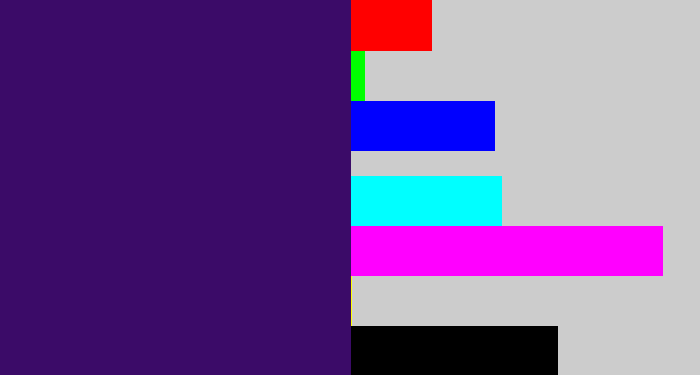 Hex color #3b0b68 - royal purple