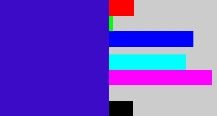 Hex color #3b0bc8 - violet blue