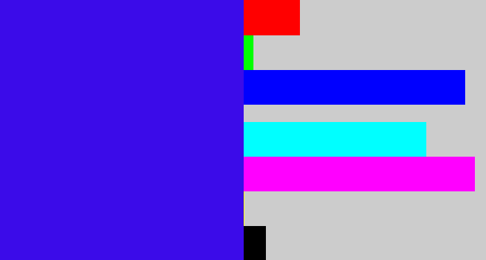 Hex color #3b0be9 - blue/purple