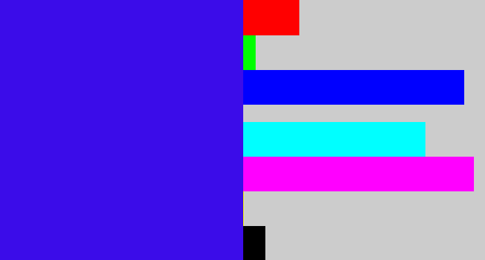 Hex color #3b0ce9 - blue/purple