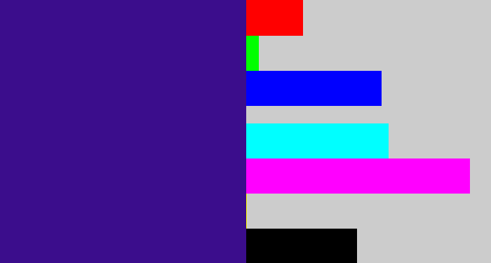Hex color #3b0d8c - indigo