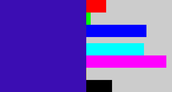 Hex color #3b0db3 - indigo blue