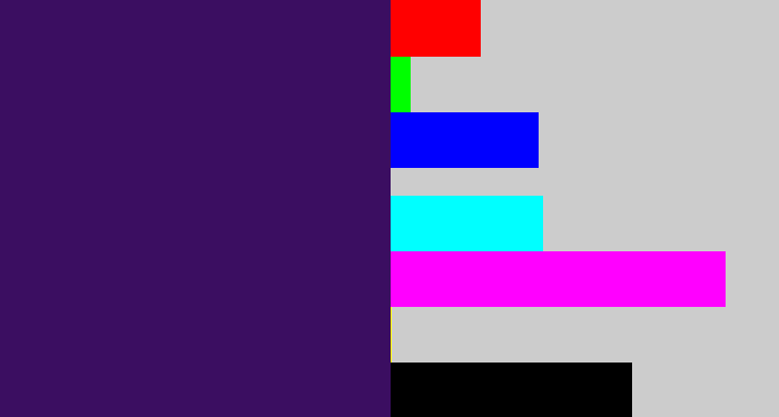 Hex color #3b0e61 - royal purple