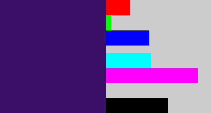 Hex color #3b0e68 - royal purple