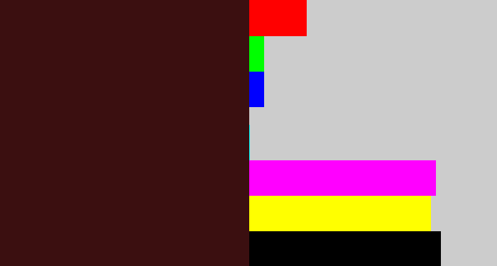 Hex color #3b0f10 - dark maroon