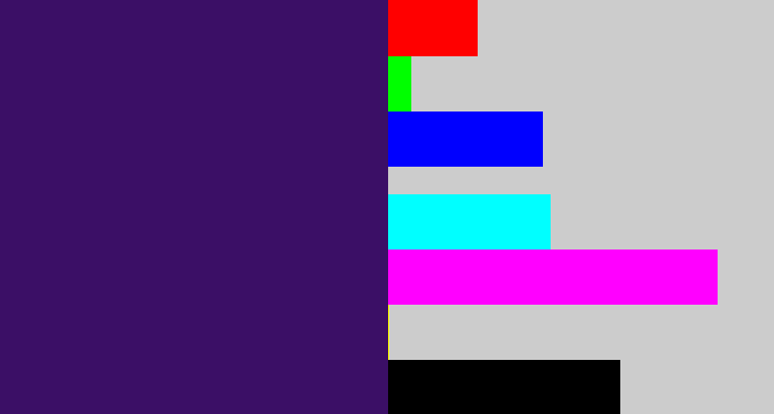 Hex color #3b0f66 - royal purple