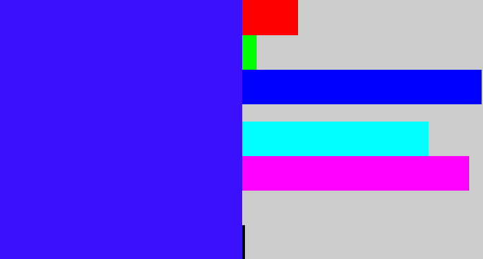 Hex color #3b10fc - light royal blue