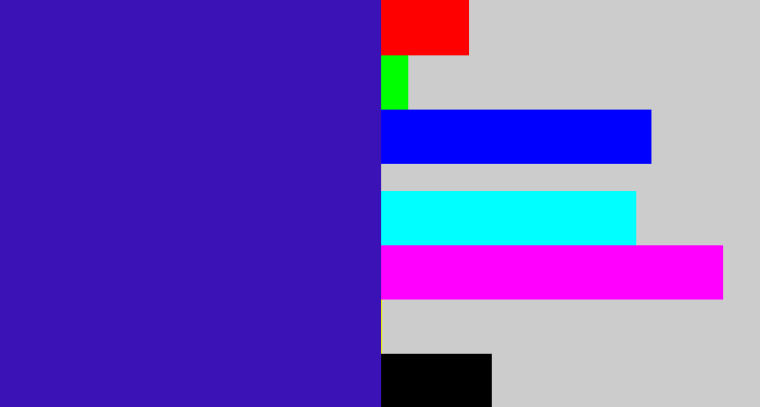 Hex color #3b12b5 - indigo blue