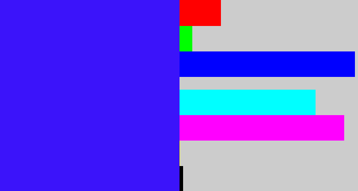 Hex color #3b13fa - light royal blue