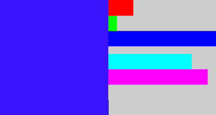 Hex color #3b14fe - light royal blue