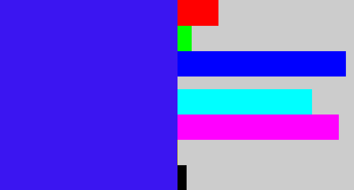 Hex color #3b15f1 - light royal blue