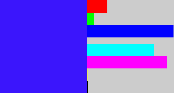 Hex color #3b15fc - light royal blue