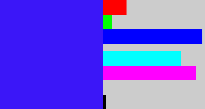 Hex color #3b16f8 - light royal blue