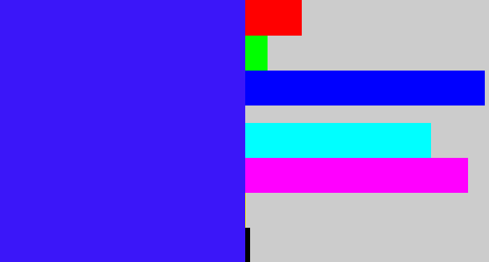 Hex color #3b16f9 - light royal blue