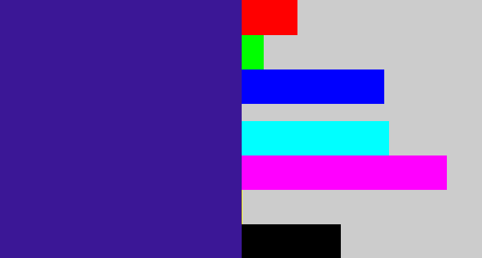 Hex color #3b1796 - indigo blue