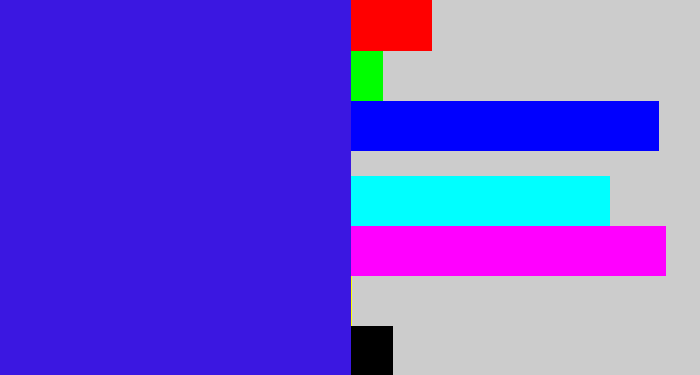 Hex color #3b17e1 - violet blue
