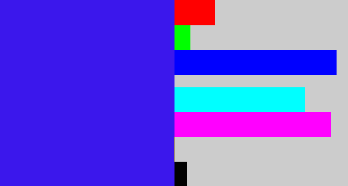 Hex color #3b17ec - light royal blue