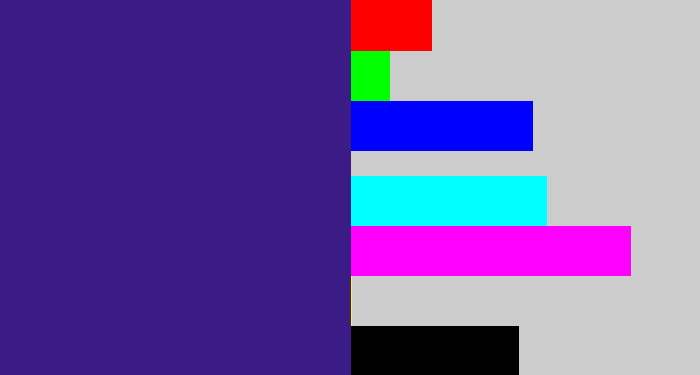 Hex color #3b1b85 - indigo