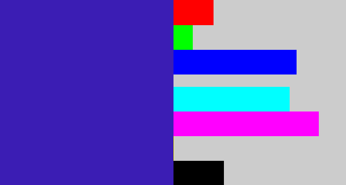 Hex color #3b1db4 - indigo blue