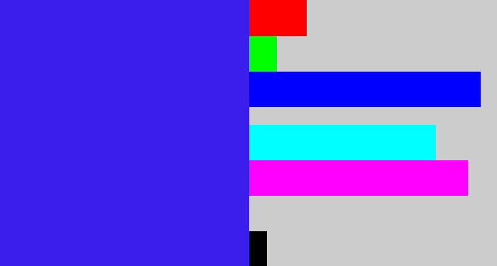 Hex color #3b1dec - light royal blue