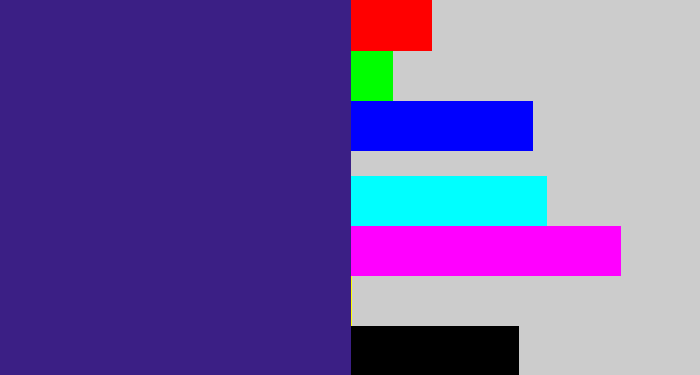 Hex color #3b1f85 - indigo