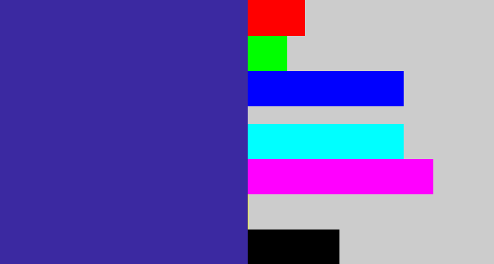 Hex color #3b29a1 - indigo blue