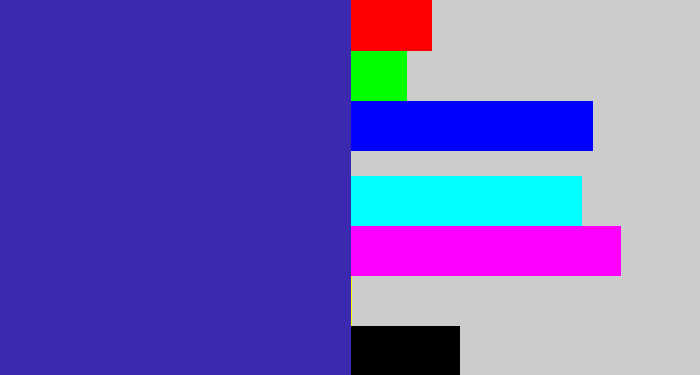 Hex color #3b29af - indigo blue