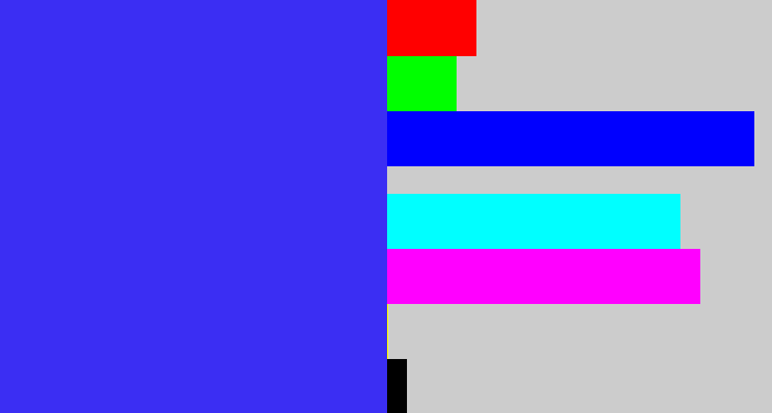 Hex color #3b2ef3 - light royal blue