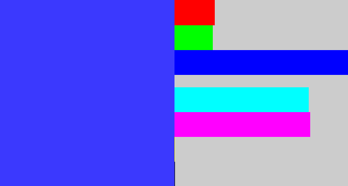 Hex color #3b39fe - light royal blue