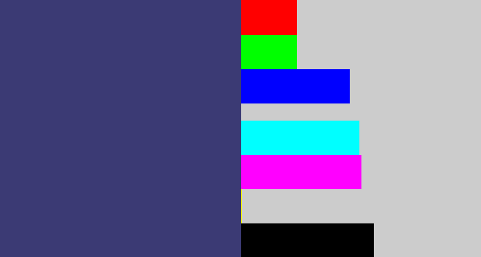 Hex color #3b3a74 - dark grey blue