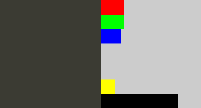Hex color #3b3b33 - dark grey