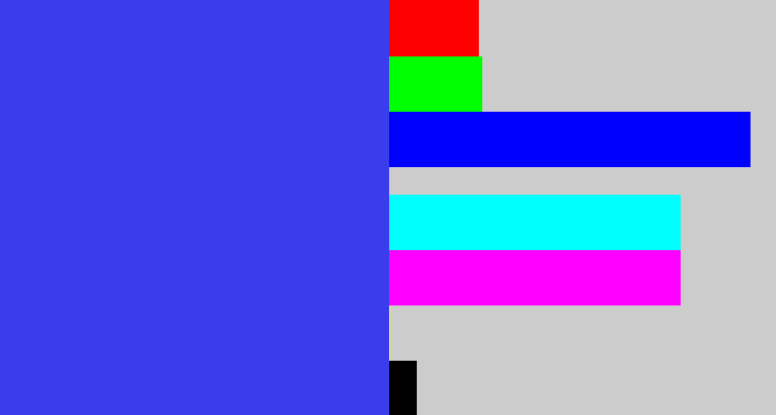 Hex color #3b3cec - light royal blue