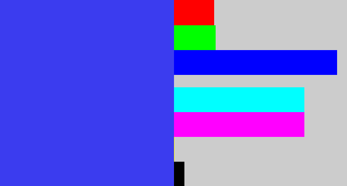 Hex color #3b3cef - light royal blue