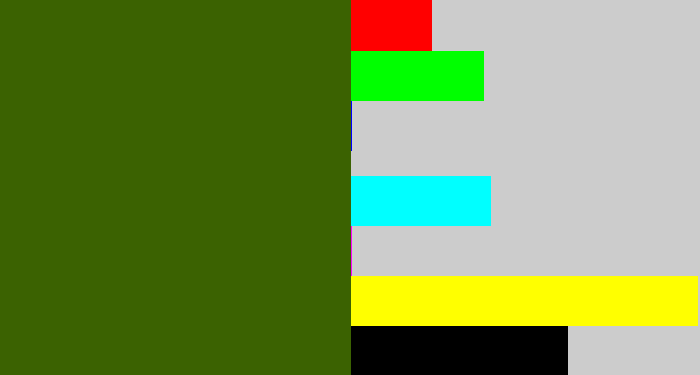 Hex color #3b6201 - navy green