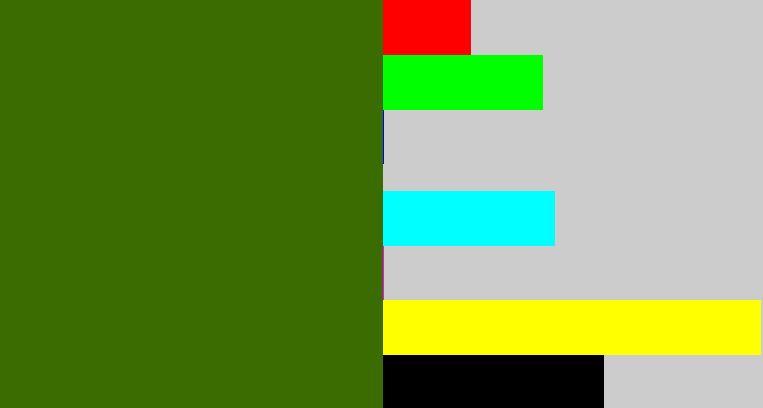 Hex color #3b6c01 - dark grass green