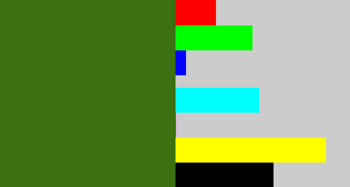 Hex color #3b7110 - dark grass green