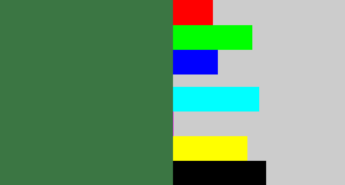 Hex color #3b7643 - darkish green