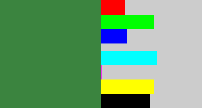 Hex color #3b843f - darkish green