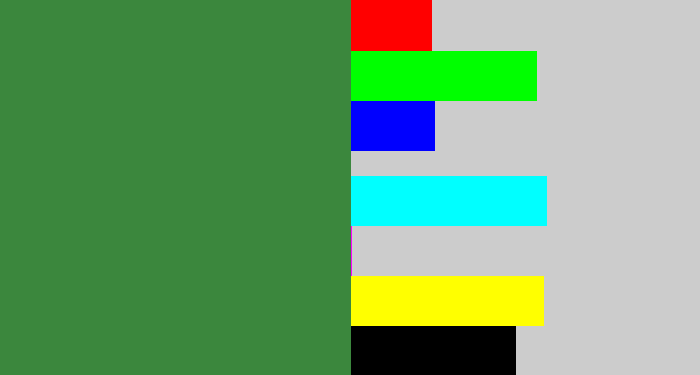 Hex color #3b873d - darkish green