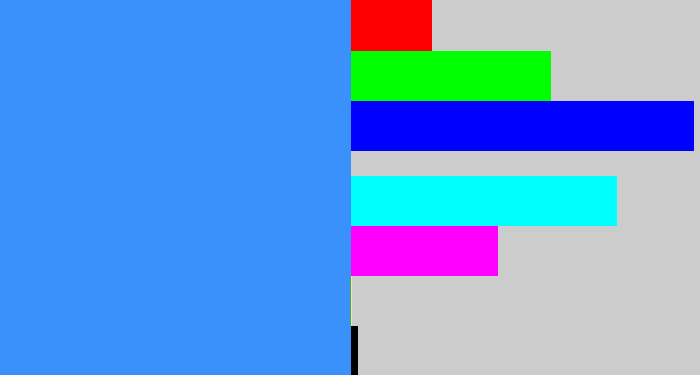 Hex color #3b91fb - dodger blue