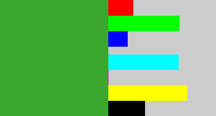 Hex color #3ba82d - medium green